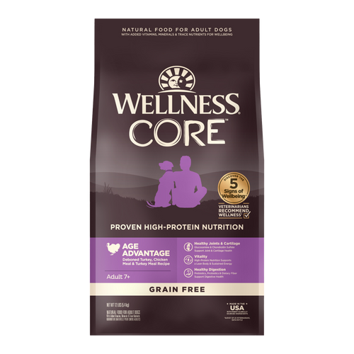 '25% OFF + FREE Poop Bag' Wellness Core Age Advantage Senior Dry Dog Food Kibbles 1.8kg 4lbs
