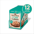 Bundle of 12 Wellness CORE Tiny Tasters Flaked Tuna Salmon Natural Grain-Free Wet Cat Food 50g