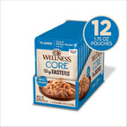 Bundle of 12 Wellness CORE Tiny Tasters Flaked Tuna Shrimp Natural Grain-Free Wet Cat Food 50g