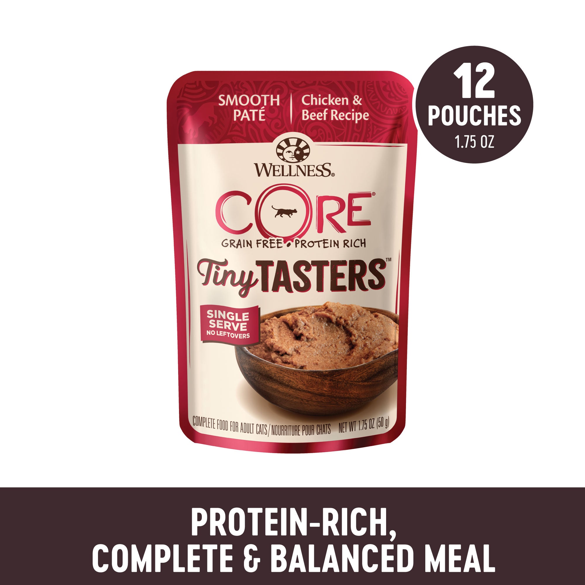 Bundle of 12 Wellness CORE Tiny Tasters Minced Chicken Gravy Grain-Free Wet Cat Food 50g
