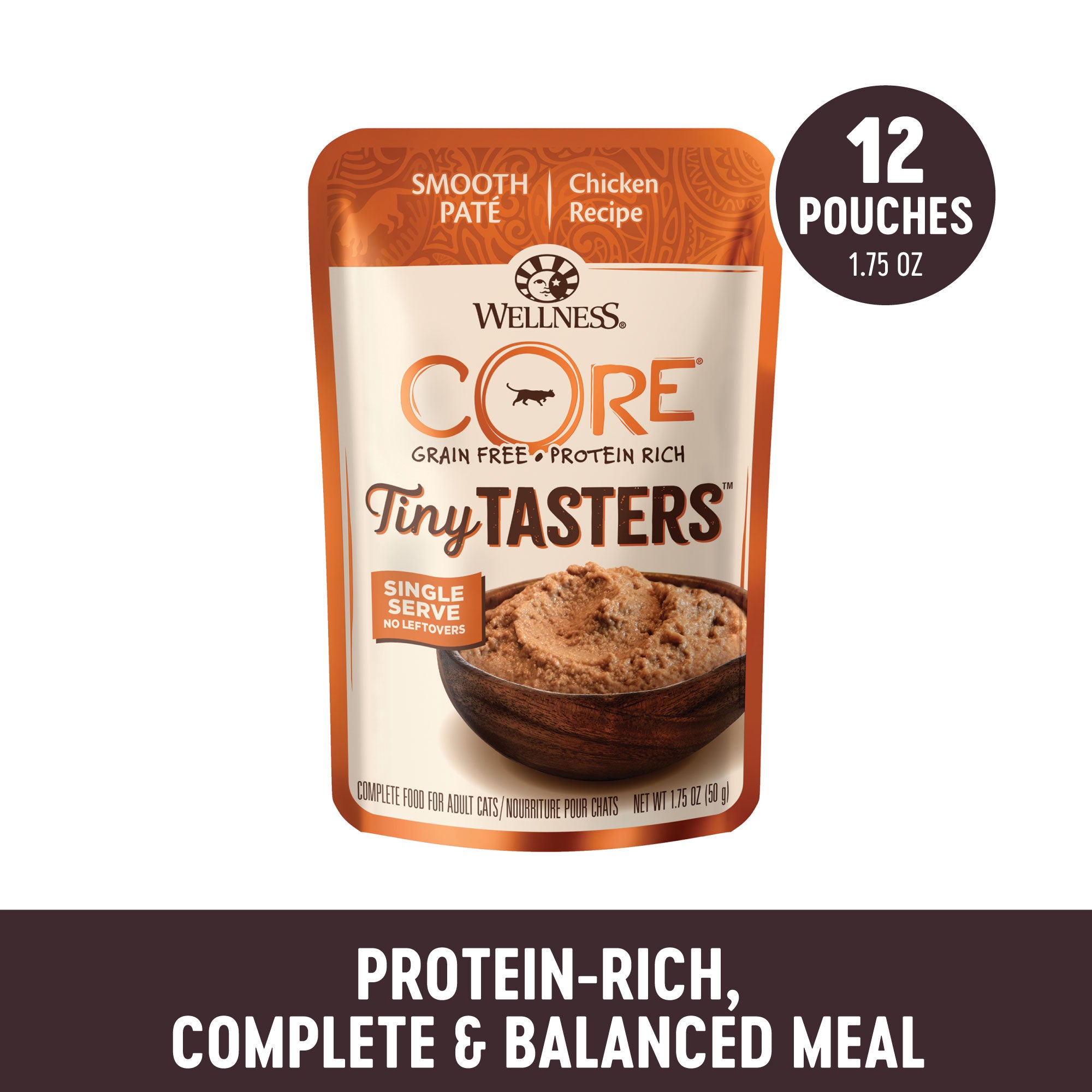 Bundle of 12 Wellness CORE Tiny Tasters Minced Chicken Gravy Grain-Free Wet Cat Food 50g