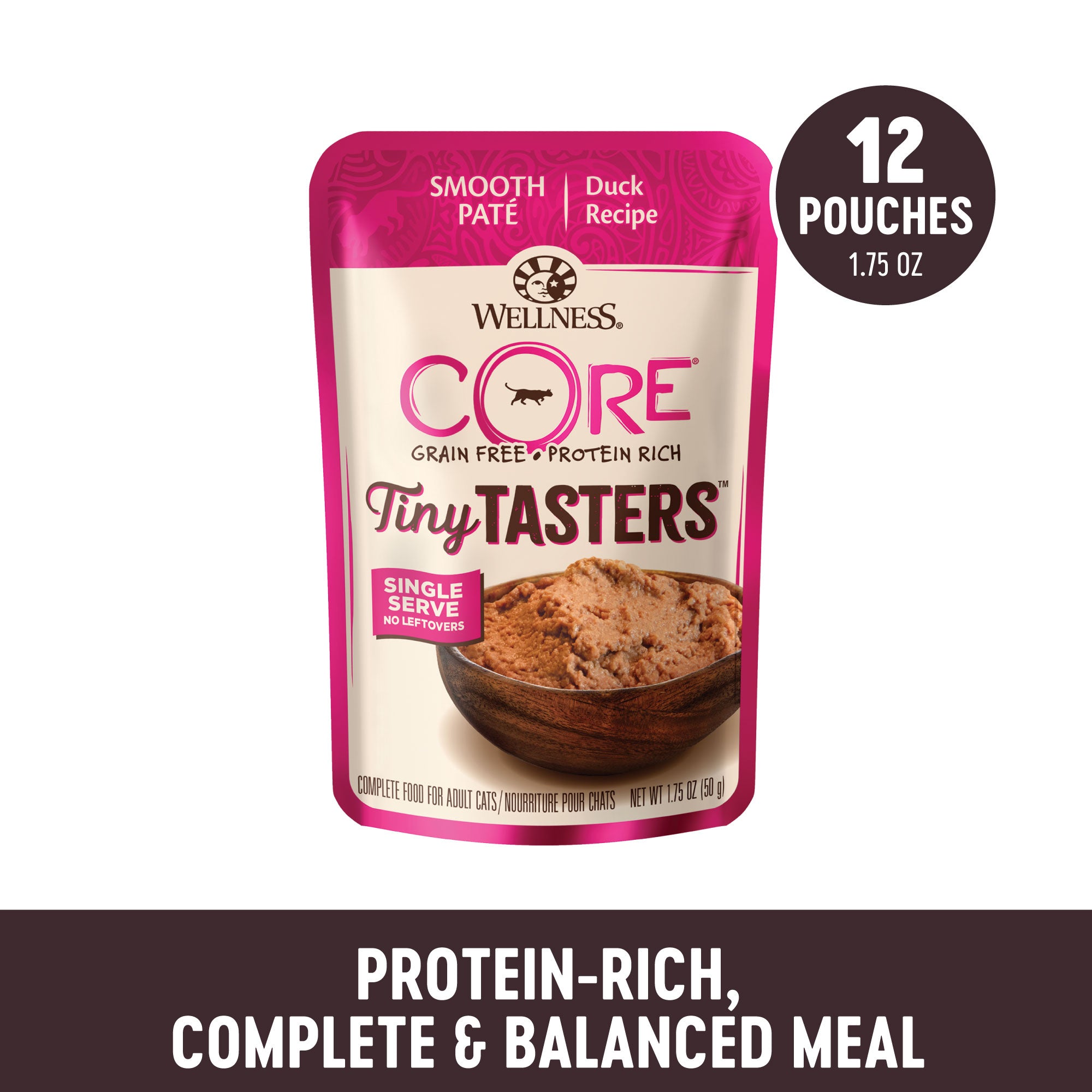 Bundle of 12 Wellness CORE Tiny Tasters Minced Chicken Gravy Grain-Free Wet Cat Food 50g