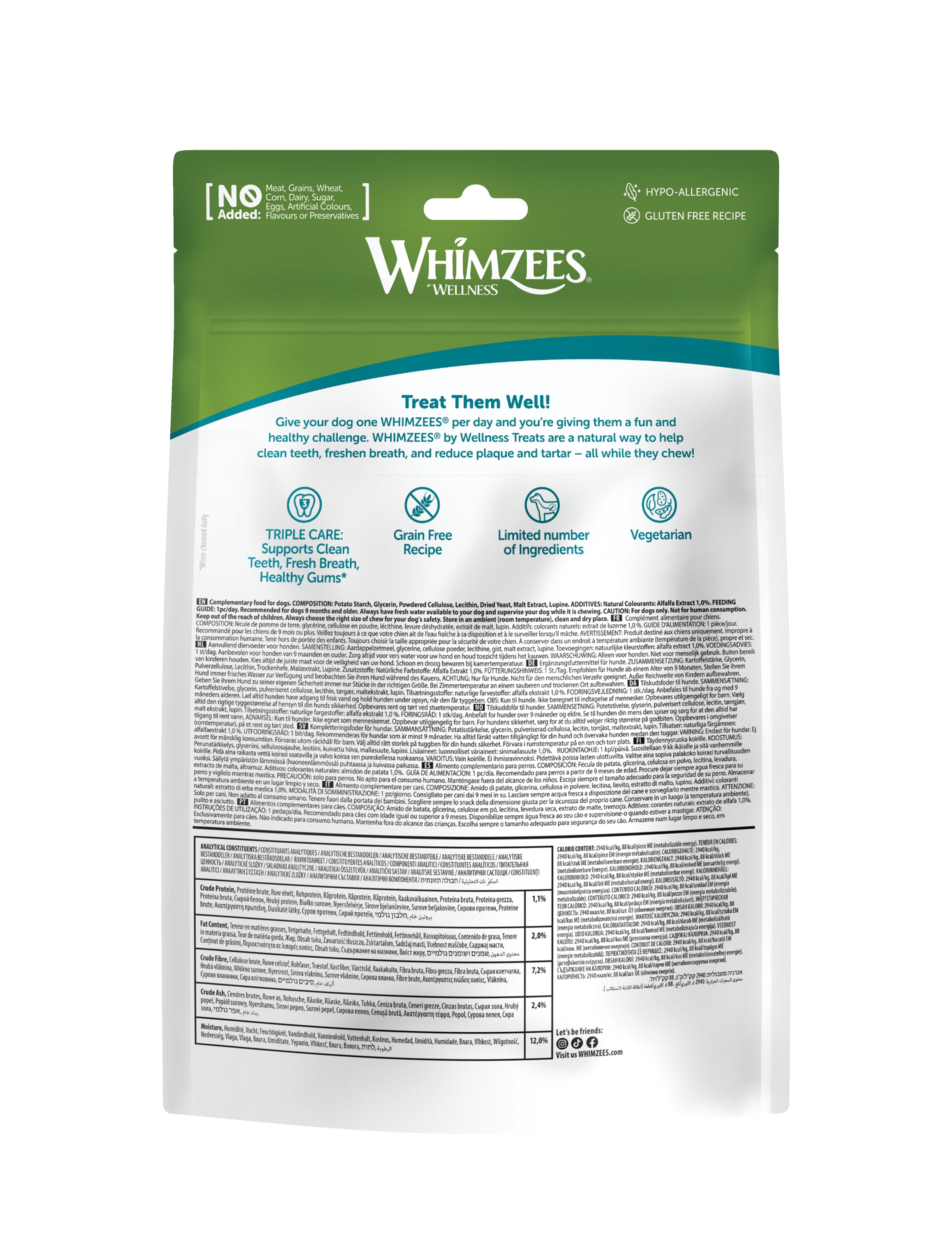 Whimzees Alligator Medium Dental Dog Treats Value Bag 12 pcs