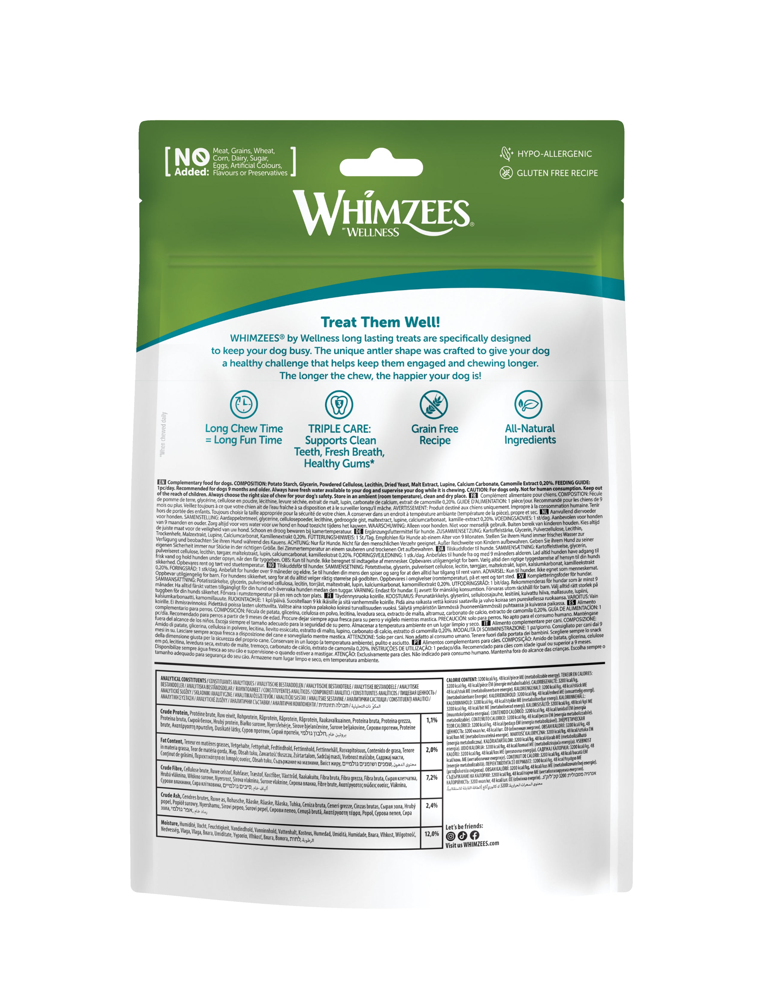 Whimzees Antler Small Dog Dental Treat Value Bag 24 pcs
