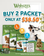 Bundle Deal: Value Bag Whimzees Dental Chew Natural Grain-Free Dental Dog Treats - Toothbrush, Stix, Alligator, Hedgehog, Antler, Soft