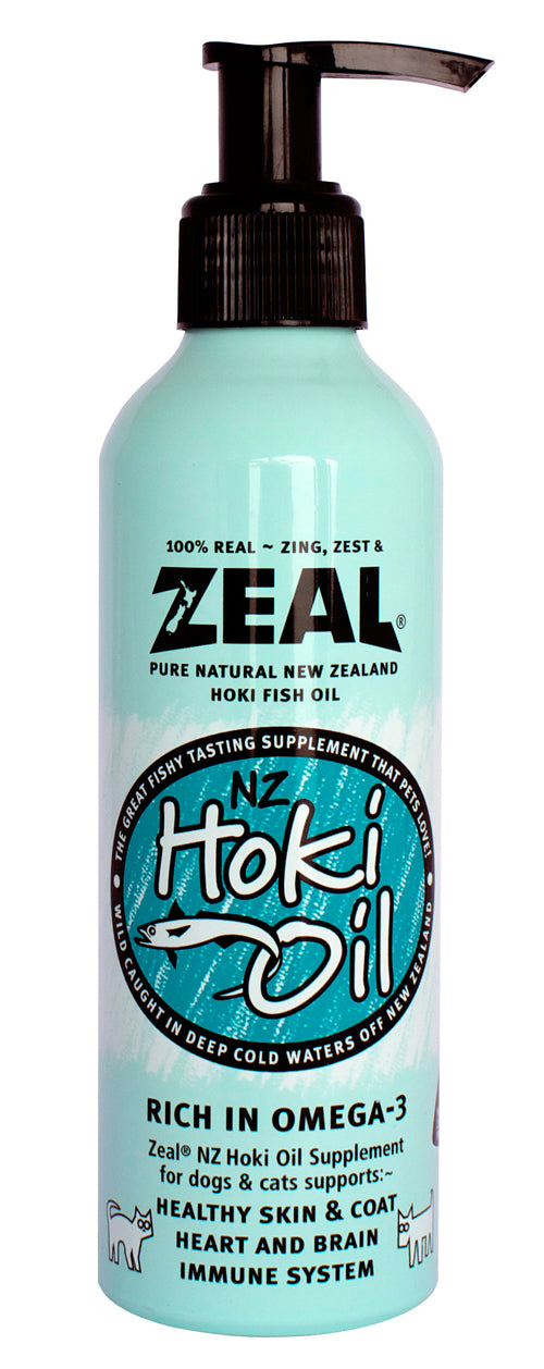 Zeal Pure Natural New Zealand Hoki Fish Oil Cat & Dog Supplement 225ml - Waku Waku Pets. 